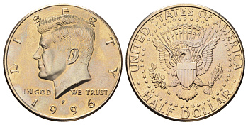 США 1/2 доллара 1996 P KM A202b медь плакированная медно-никелем UNC 115-712