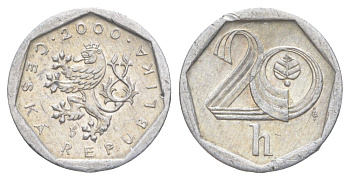 Чехия 20 геллеров 2000 KM 2.3 алюминий 4627-1231