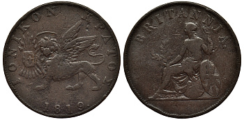 Греция, Ионические острова 1 обол 1819 Британская администрация (1809-1863) KM 32 медь 1524-1314
