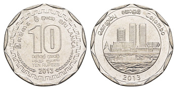 Шри-Ланка 10 рупий 2013 серия административные округа Шри Ланки, Коломбо, небоскребы KM 195 нержавеющая сталь UNC 4635-936