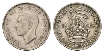 Великобритания 1 шиллинг 1948 Георг VI (1936-1952), Английский герб KM 863, Spink 4105 медно-никель 4675-353