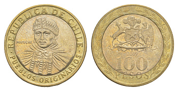 Чили 100 песо 2009 KM 236 биметалл 4638-343