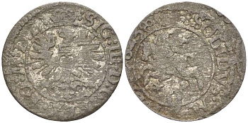 Великое княжество Литовское 2 денария 1623 Сигизмунд III (1587-1632), вес 0,63 гр. серебро 1517-244