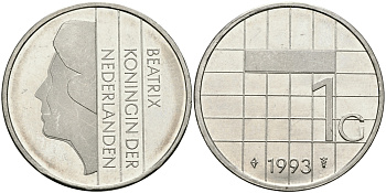 Нидерланды 1 гульден 1993 Беатрикс (1980-2013) KM 205 никель 94-734