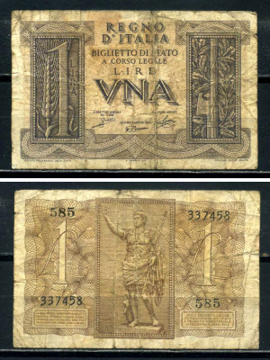 Италия 1 лира 1939 Pick 26, Grapanzano BS 6 бумага 3295-54-1-2