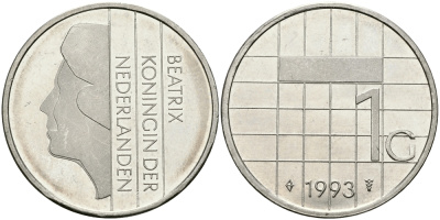 Нидерланды 1 гульден 1993 Беатрикс (1980-2013) KM 205 никель 94-734