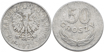 ПОЛЬША 50 ГРОШЕЙ 1971 MW KM 48.1 алюминий 4448-1243