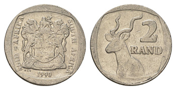 ЮАР 2 ранда 1990 KM 139 медь плакированная никелем 4626-1112