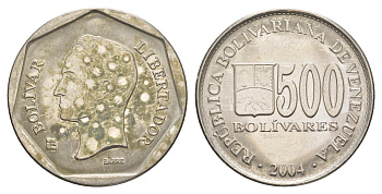 Венесуэла 500 боливаров 2004 Симон Болива Y 94 сталь плакированная никелем aUNC 4519-254