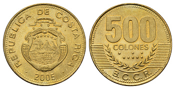 Коста-Рика 500 колонов 2005 KM 239.1 алюминиевая бронза UNC 4545-222