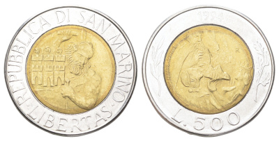 Сан-Марино 500 лир 1994 KM 314 биметалл UNC 186-635