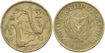 Кипр 2 цента 1983 KM 54.1 никель латунь 4174-1219