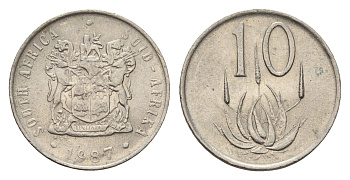 ЮАР 10 центов 1987 KM 85 никель 4674-927