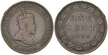 Канада 1 цент 1905 Эдуард VII (1901-1910) KM 8 бронза 95-541