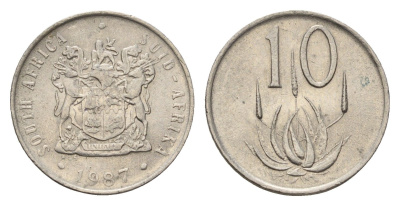 ЮАР 10 центов 1987 KM 85 никель 4674-927