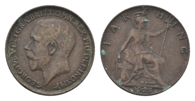 Великобритания 1 фартинг 1928 Георг V (1910-1936) KM 825, Spink 4061 бронза 4664-266