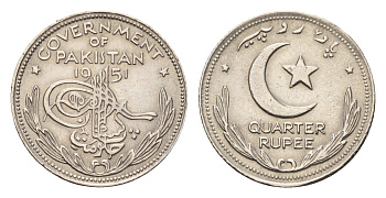 Пакистан 1/4 рупии 1951 KM 5 никель 4392-662