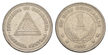Никарагуа 1 кордоба 1997 KM 89 сталь плакированная никелем 4163-554