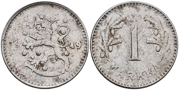 Финляндия 1 марка 1949 республика (1918-1962) KM 30b железо 4591-321