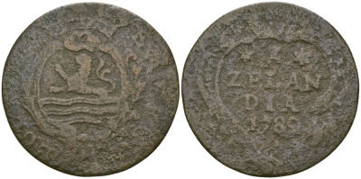 НИДЕРЛАНДЫ, ЗЕЛАНДИЯ (ZEELAND) 1 ДУИТ 1789 KM 101 медь 65-721