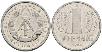 ГДР 1 пфенниг 1984 A KM 8.2 алюминий 188-1028