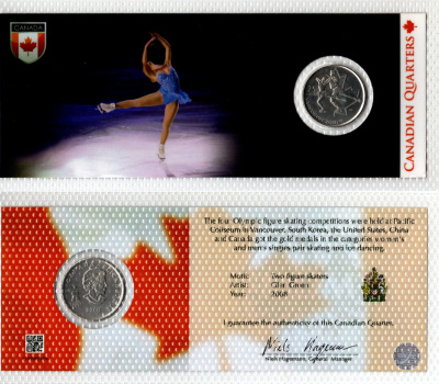 Канада 25 центов 2008 XXI зимние Олимпийские Игры, Ванкувер 2010 - Фигурное катание KM 766 сталь плакированная никелем UNC 8623-10-1