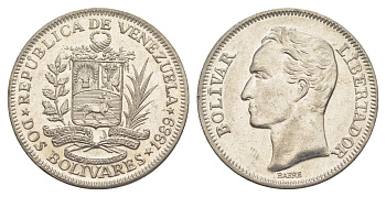 Венесуэла 2 боливара 1989 Симон Боливар Y 43a сталь плакированная никелем 4590-1031