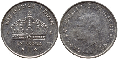 Швеция 1 крона 2002 Карл XVI Густав (1973- ) KM 894 медно-никель 4110-515