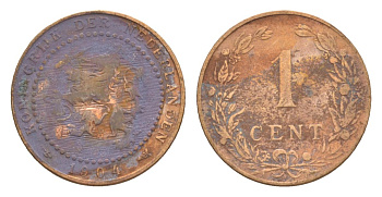 Нидерланды 1 цент 1904 Вильгельмина (1890-1948) KM 132 бронза 73-216