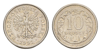Польша 10 грошей 1991 Y 279 медно-никель 4625-651