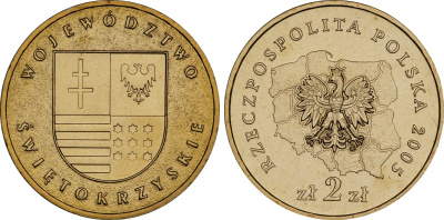 Польша 2 злотых 2005 MW, серия польские воеводства, Свентокшиское воеводство KM 560, Parchimowicz 945 нордик UNC 4676-245