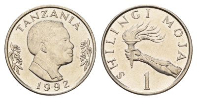 Танзания 1 шиллинг 1992 KM 22 сталь плакированная никелем UNC 4119-1124