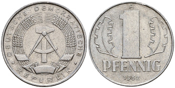 ГДР 1 пфенниг 1962 A KM 8.1 алюминий 39-1148