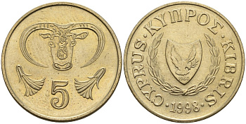 Кипр 5 центов 1998 KM 55.3 никель латунь 4141-1051