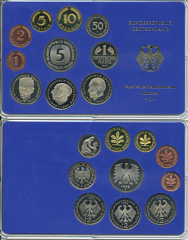 ФРГ НАБОР ИЗ 9 МОНЕТ 1982 D ОФИЦИАЛЬНЫЙ НАБОР В ПЛАСТИКЕ PROOF 00-00