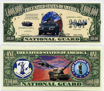 США 1000000 ДОЛЛАРОВ 2002 АРМИЯ США, ХАМЕР, СУВЕНИР бумага UNC (ПРЕСС) 7203-13-1