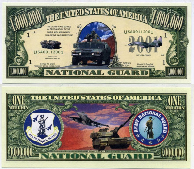 США 1000000 ДОЛЛАРОВ 2002 АРМИЯ США, ХАМЕР, СУВЕНИР бумага UNC (ПРЕСС) 7203-13-1