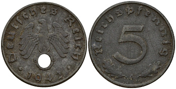 Германия 5 рейхспфеннигов 1942 A KM 100, J. 370 цинк 4154-942