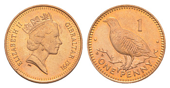 Гибралтар 1 пенни 1991 KM 20 бронза UNC 4115-155
