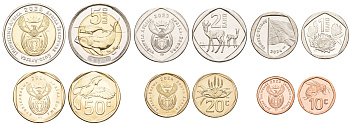 ЮАР лот из 6 монет 2023-2024 10, 20, 50 центов, 1, 2 и 5 рандов KM NEW   UNC  N3-20