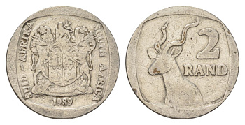 ЮАР 2 ранда 1989 KM 139 медь плакированная никелем 4626-954