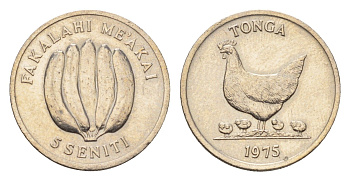 Тонга 5 сенити 1975 ФАО KM 44 медно-никель UNC 86-412