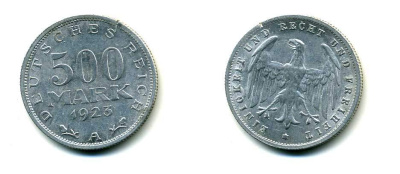 ГЕРМАНИЯ 500 МАРОК 1923 А KM 36, J. 305 алюминий 179-214