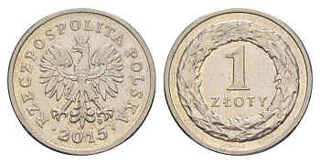Польша 1 злотый 2015 Y 282 медно-никель 4626-627