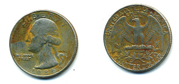 США 25 ЦЕНТОВ = КВОТЕР 1986 P, ВАШИНГТОН KM А164а медь плакированная медно-никелем 59-2025