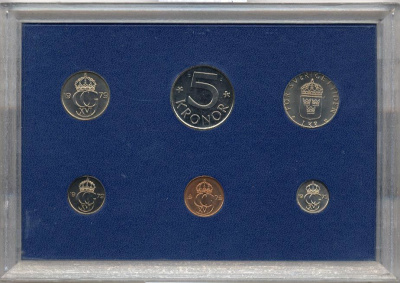 Швеция набор из 6 монет 1979 официальный набор монетного двора, Карл XVI Густав (1973- ) UNC 2-4-1-34