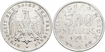 ГЕРМАНИЯ 500 МАРОК 1923 А KM 36, J. 305 алюминий 73-1643