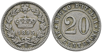 ИТАЛИЯ 20 ЧЕНТЕЗИМО 1895 R KM 28.2 медно-никель 34-1231