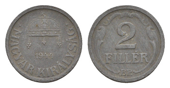 Венгрия 2 филлера 1944 BP KM 519 цинк 4658-363