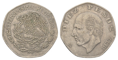 Мексика 10 песо 1977 KM 477.1 медно-никель 4692-621